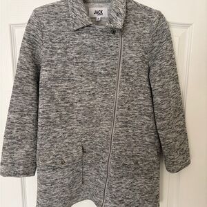 Jack by BB Dakota Marled Gray Knit Asymmetrical Zip Jacket